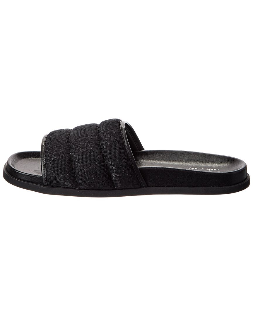 Gucci Gg Canvas & Leather Slide