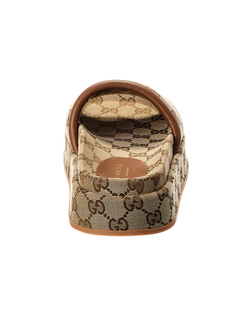 Gucci Gg Canvas & Leather Platform Slide