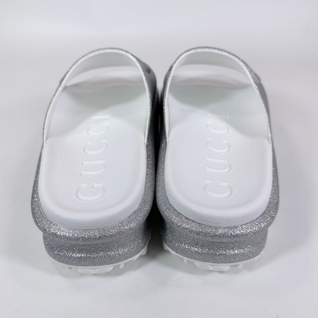Gucci Interlocking G Platform Glitter Slide Sandal - Women’s 10