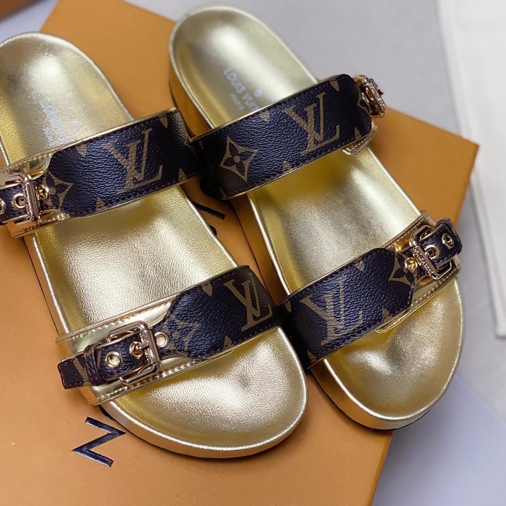 Louis Vuitton Gold Bom Dia Flat Mule