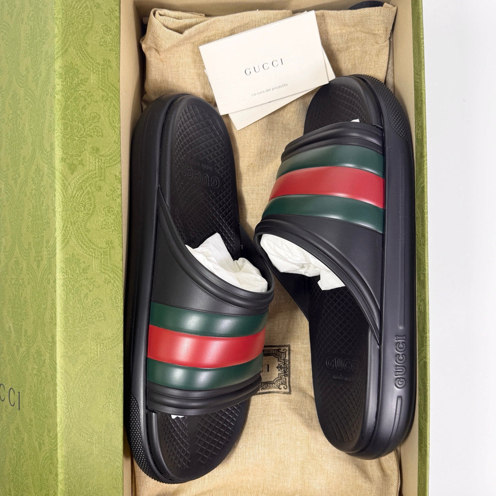 Gucci Web Rubber Pool Slide - Men’s 9.5