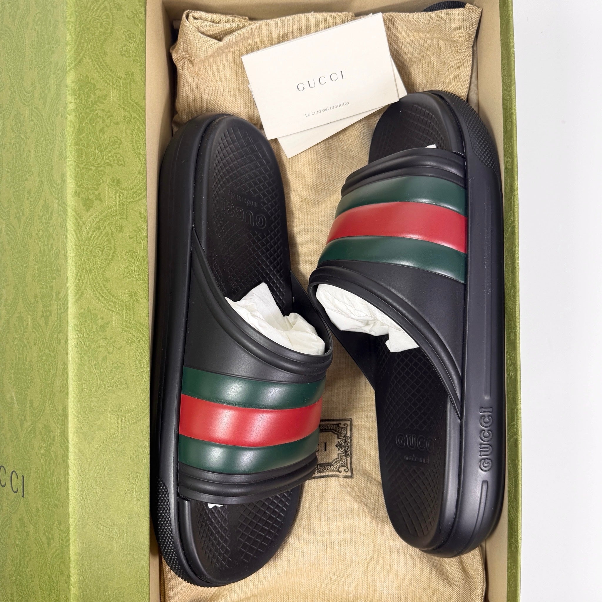 Gucci Web Rubber Pool Slide - Men’s 9.5