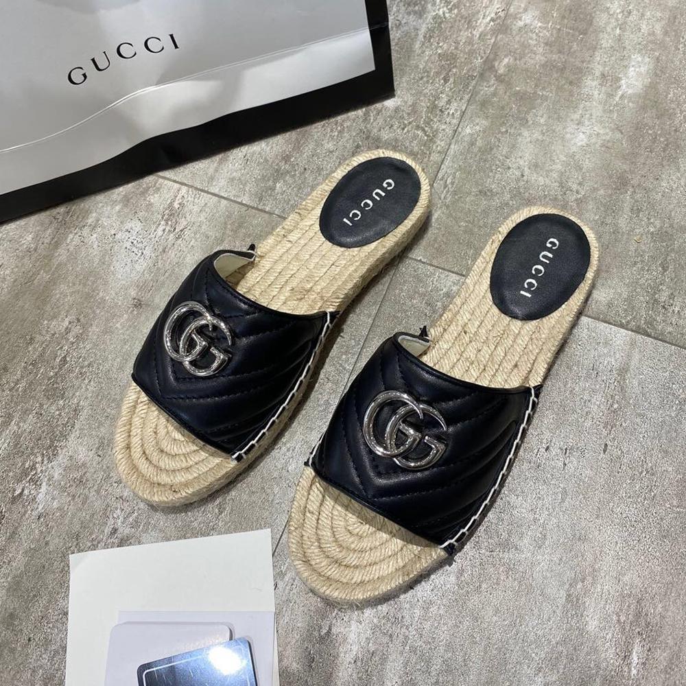 Gucci quilted leather slide sandals