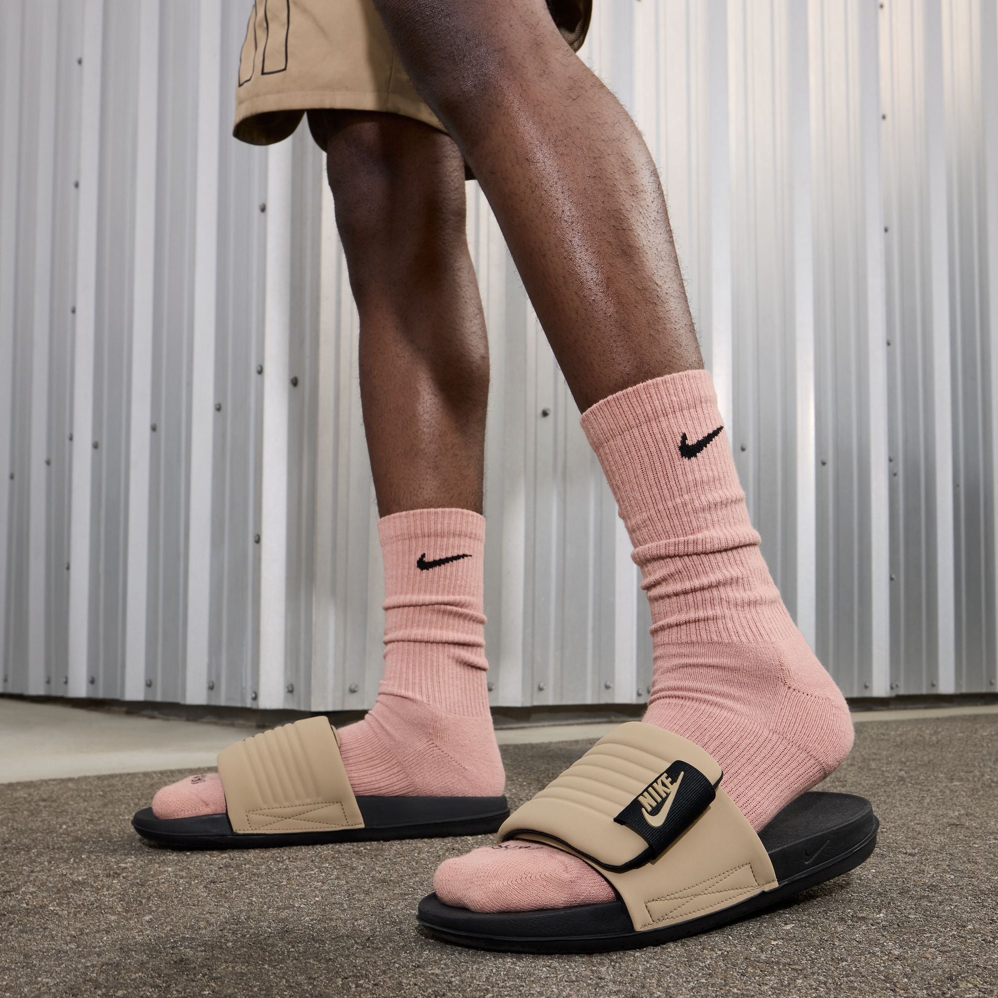Nike Mens Offcourt Adjust Slides - Black/Khaki
