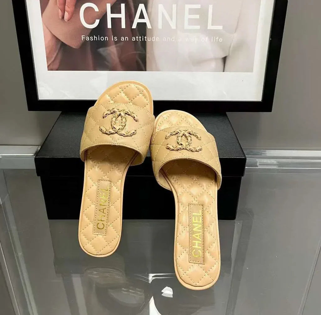 Chanel CC Logo Mules Slide Sandal Flop Flat