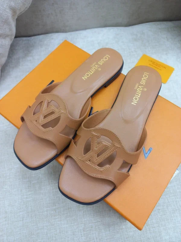 Louis Vuitton Flat Leather Slippers For Women
