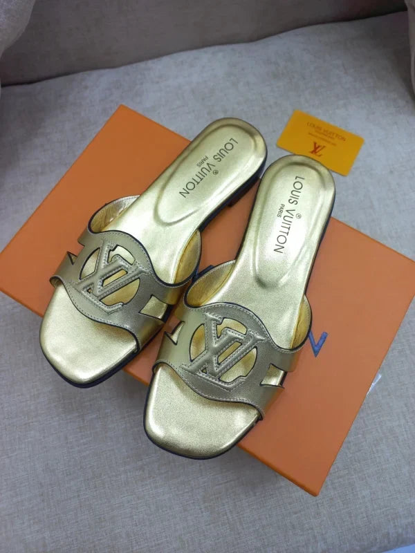 Louis Vuitton Flat Leather Slippers For Women