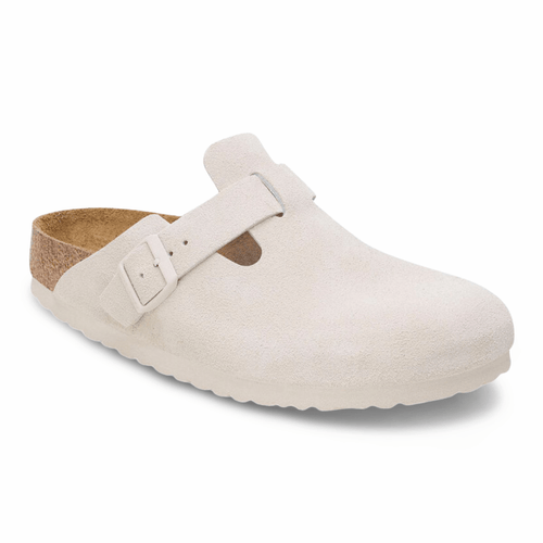 Birkenstock Men's Boston Soft Footbed Antique White Suede