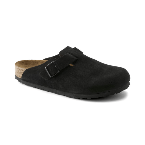 Birkenstock Men's Boston Soft Footbed Black Suede Leather