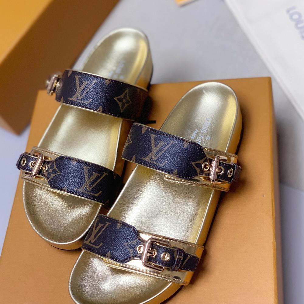 Louis Vuitton Gold Bom Dia Flat Mule